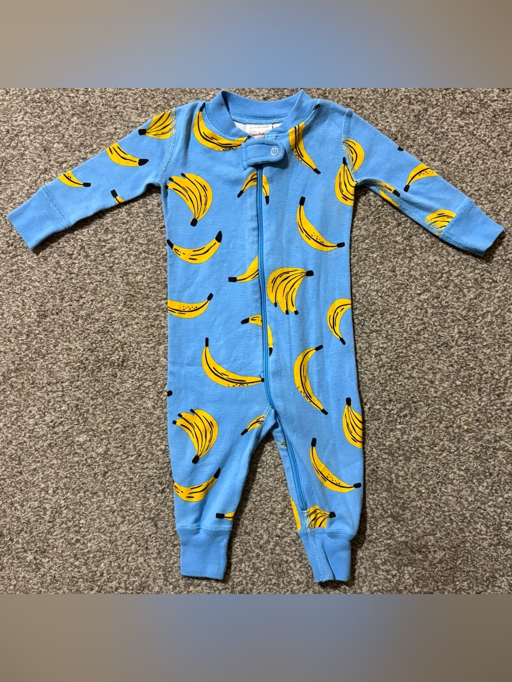 Hanna Andersson Blue Banana Print One-Piece Pajamas